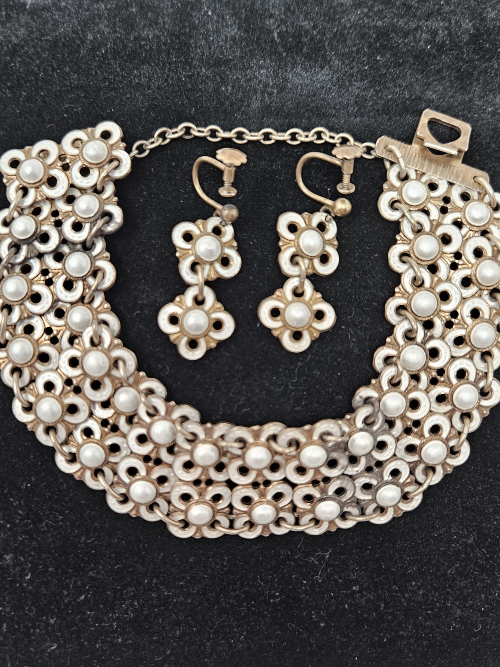 David Andersen 925 Sterling Silver Double Flower Bracelet 7"  & Earrings